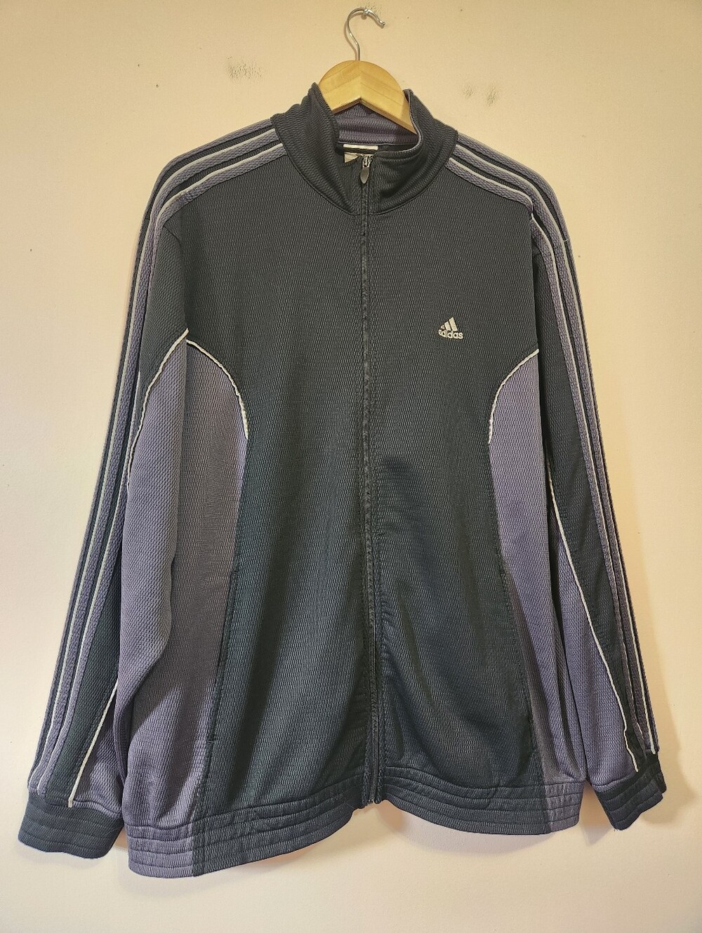 Vintage 2000s Y2K Adidas Colorblock Pique Knit Zip Track Jacket Retro Large